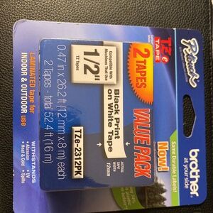 Brother P-touch 1-2” TZ tape TZe-2312PK